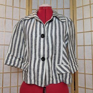 Tulle Blue and White Striped 3/4 Sleeve Jacket